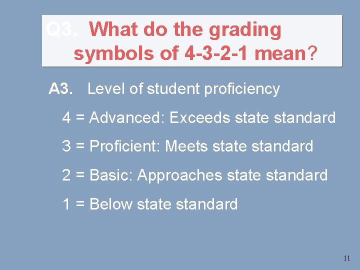 Q 3. What do the grading symbols of 4 -3 -2 -1 mean? A