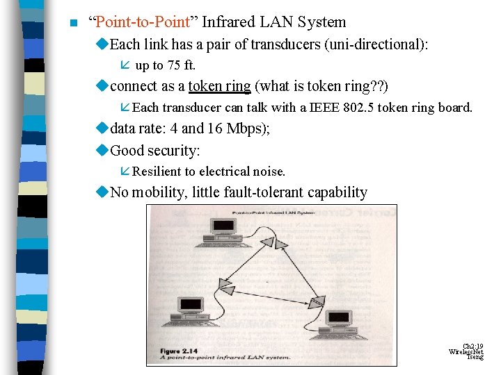 n “Point-to-Point” Infrared LAN System u. Each link has a pair of transducers (uni-directional): n “Point-to-Point” Infrared LAN System u. Each link has a pair of transducers (uni-directional):