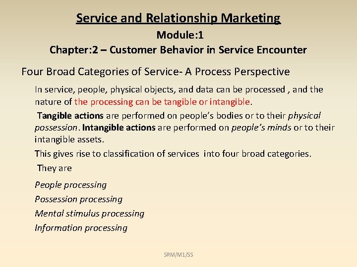 Service and Relationship Marketing Module: 1 Chapter: 2 – Customer Behavior in Service Encounter