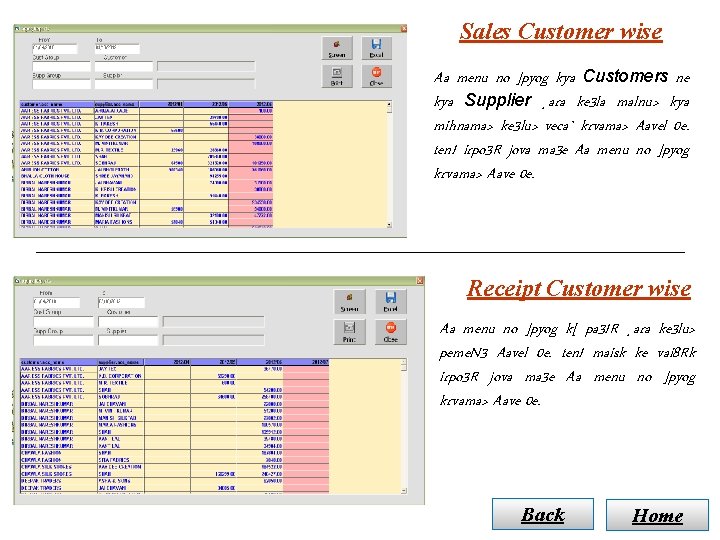 Sales Customer wise Aa menu no ]pyog kya Customers ne kya Supplier ¸ara ke