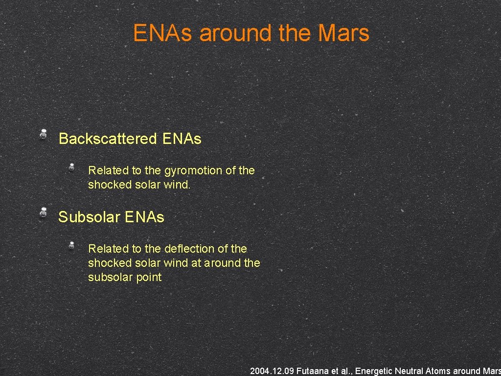 ENAs around the Mars Backscattered ENAs Related to the gyromotion of the shocked solar