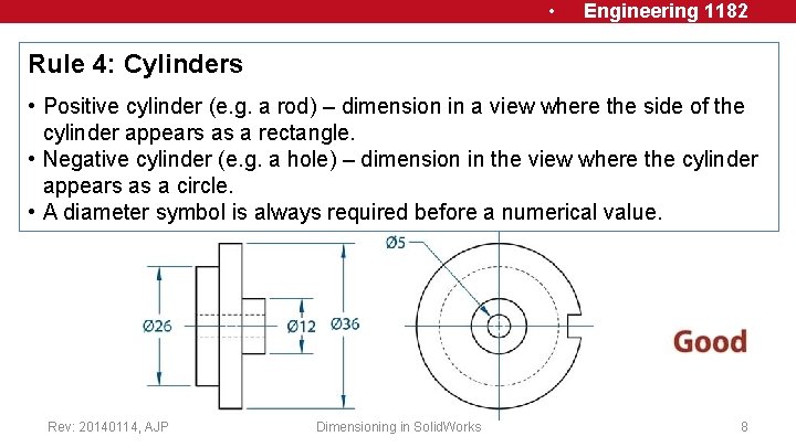  • Engineering 1182 Rule 4: Cylinders • Positive cylinder (e. g. a rod)