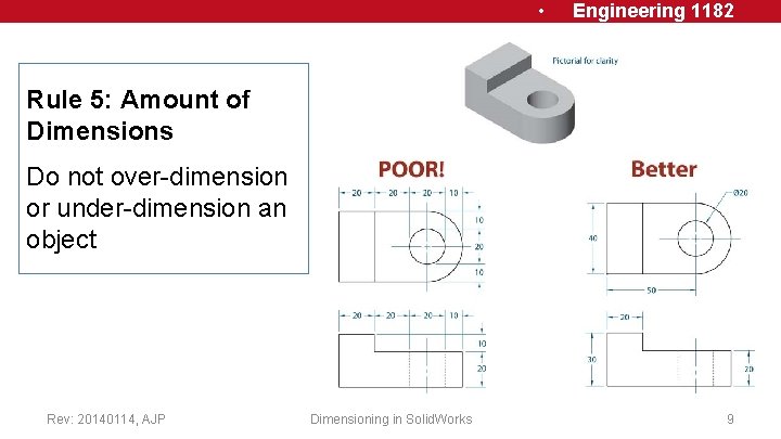  • Engineering 1182 Rule 5: Amount of Dimensions Do not over-dimension or under-dimension