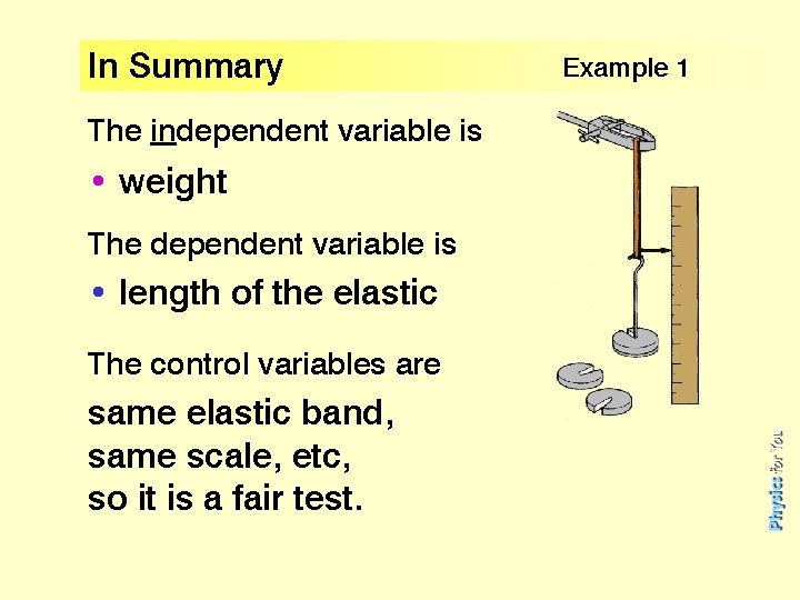 In Summary The independent variable is ? • weight The dependent variable is ?