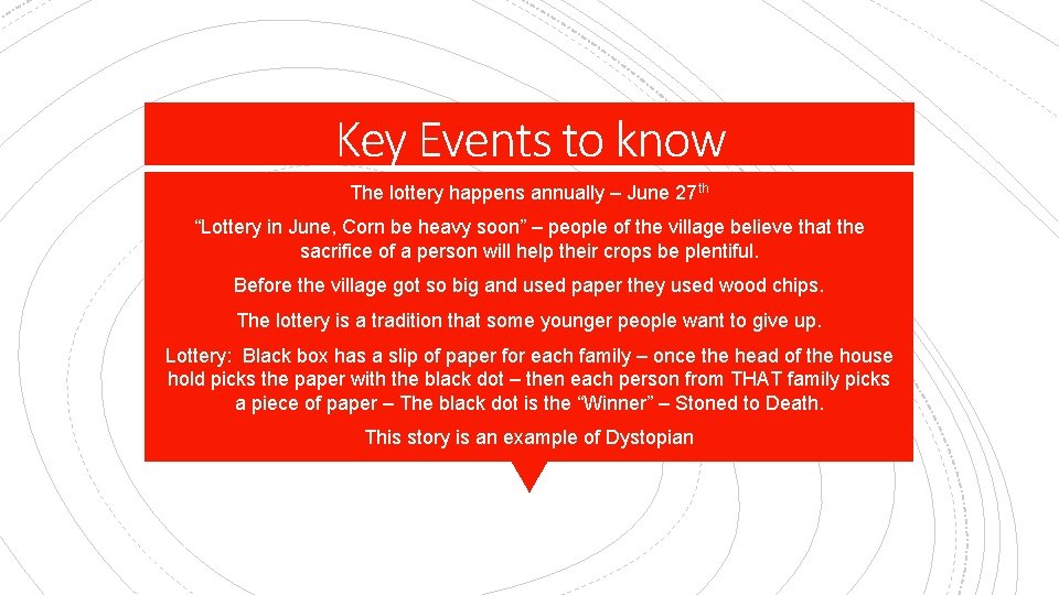 Key Events to know The lottery happens annually – June 27 th “Lottery in