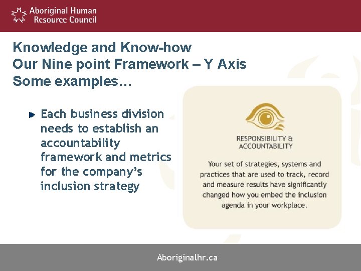 Knowledge and Know-how Our Nine point Framework – Y Axis Some examples… Each business