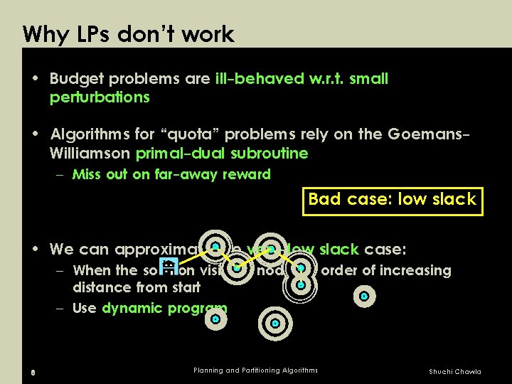 Why LPs don’t work • Budget problems are ill-behaved w. r. t. small perturbations