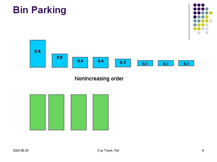 Bin Parking 0. 8 0. 5 0. 4 0. 3 0. 2 Nonincreasing order