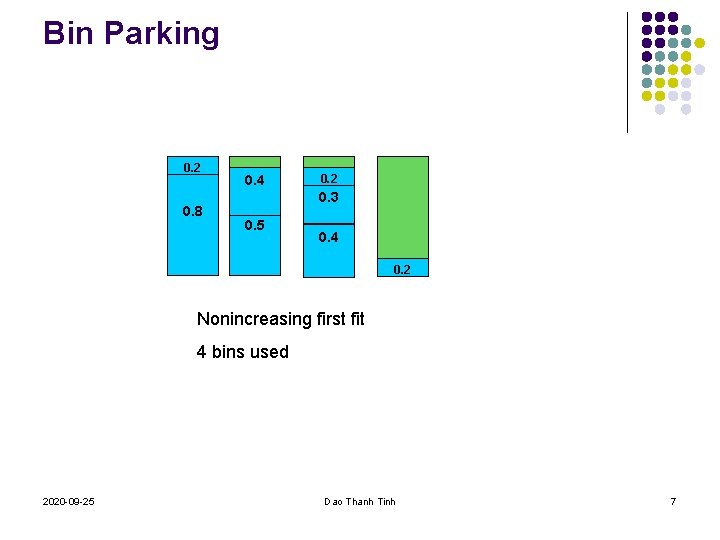 Bin Parking 0. 2 0. 8 0. 4 0. 2 0. 3 0. 5