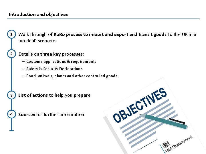 Introduction and objectives 1 Walk through of Ro. Ro process to import and export