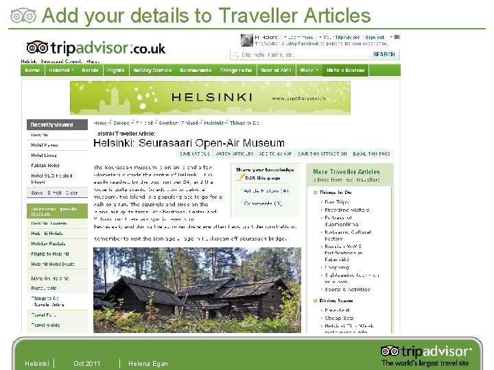 Add your details to Traveller Articles Helsinki Oct 2011 Helena Egan 