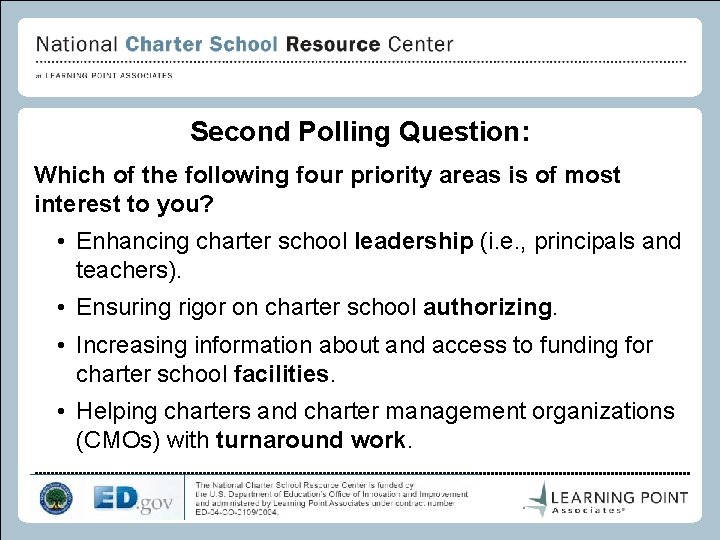 Second Polling Question: Which of the following four priority areas is of most interest