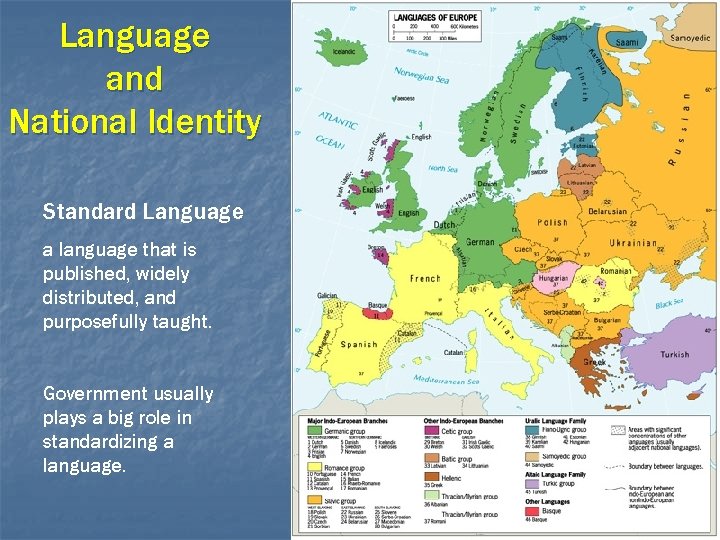 Language and National Identity Standard Language a language that is published, widely distributed, and