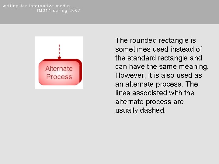 The rounded rectangle is sometimes used instead of the standard rectangle and can have