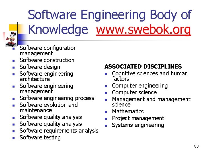 Software Engineering Body of Knowledge www. swebok. org n n n Software configuration management