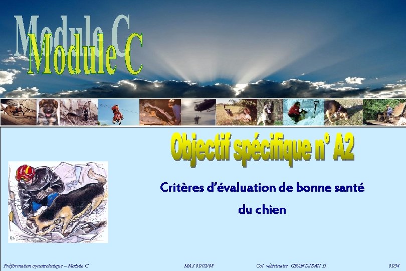 Critères d’évaluation de bonne santé du chien Préformation cynotechnique – Module C MAJ 01/02/08