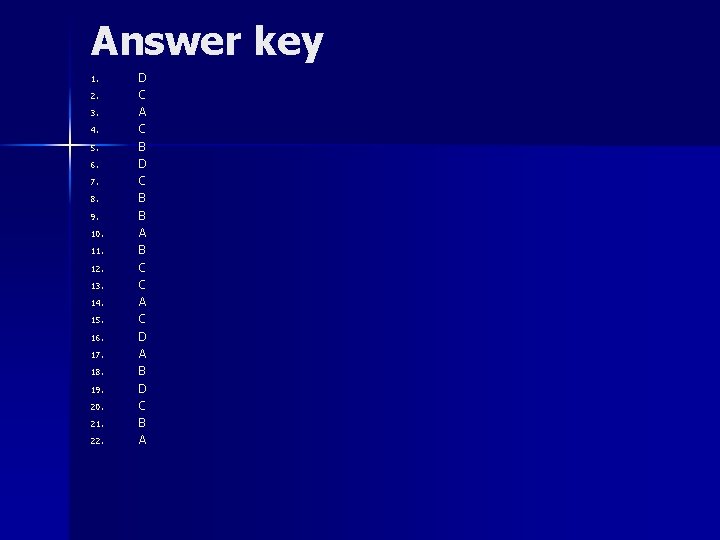 Answer key 1. 2. 3. 4. 5. 6. 7. 8. 9. 10. 11. 12.