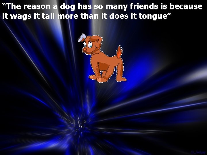 “The reason a dog has so many friends is because it wags it tail