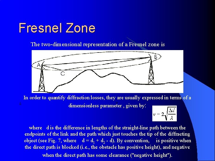 Fresnel Zone The two-dimensional representation of a Fresnel zone is In order to quantify