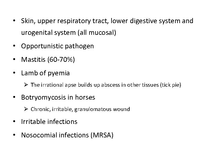  • Skin, upper respiratory tract, lower digestive system and urogenital system (all mucosal)