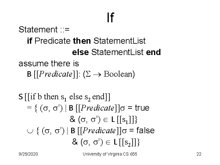 If Statement : : = if Predicate then Statement. List else Statement. List end