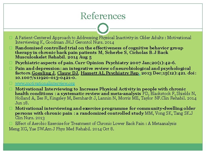 References � A Patient-Centered Approach to Addressing Physical Inactivity in Older Adults : Motivational