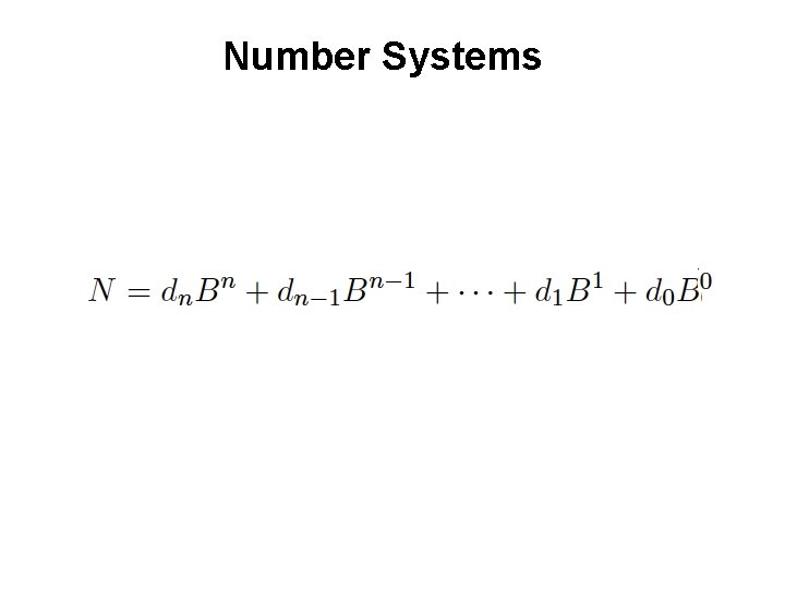 Number Systems Number Systems