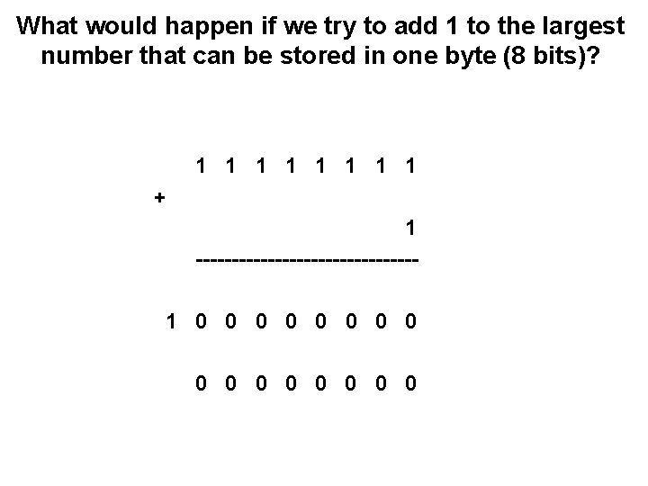 What would happen if we try to add 1 to the largest number that What would happen if we try to add 1 to the largest number that
