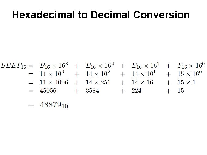 Hexadecimal to Decimal Conversion Hexadecimal to Decimal Conversion