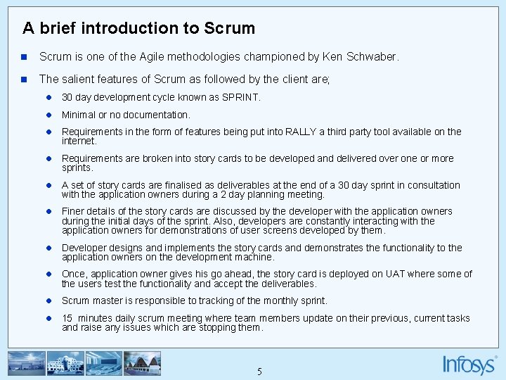 A brief introduction to Scrum n Scrum is one of the Agile methodologies championed