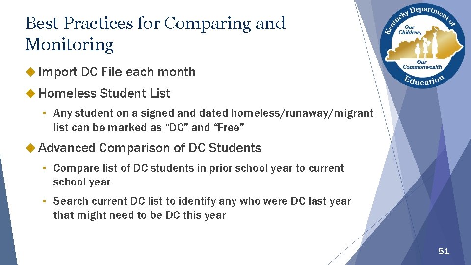 Best Practices for Comparing and Monitoring Import DC File each month Homeless • Student