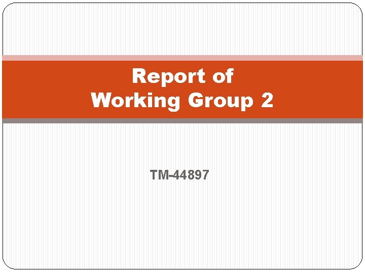 Report of Working Group 2 TM-44897 