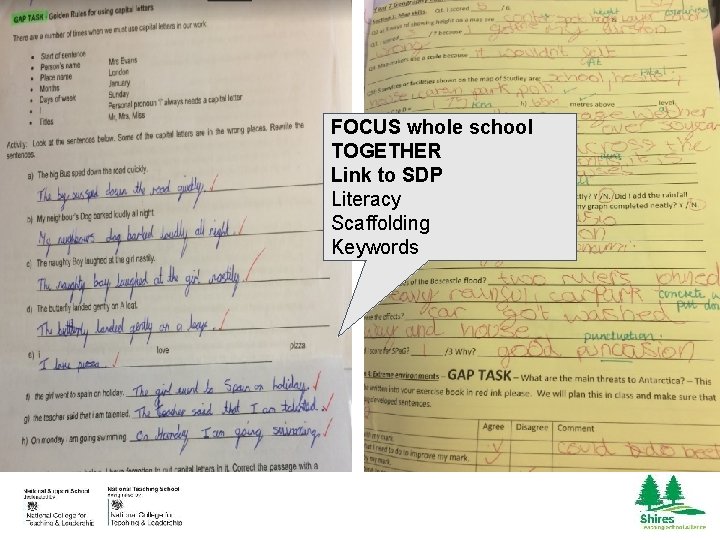 FOCUS whole school TOGETHER Link to SDP Literacy Scaffolding Keywords 