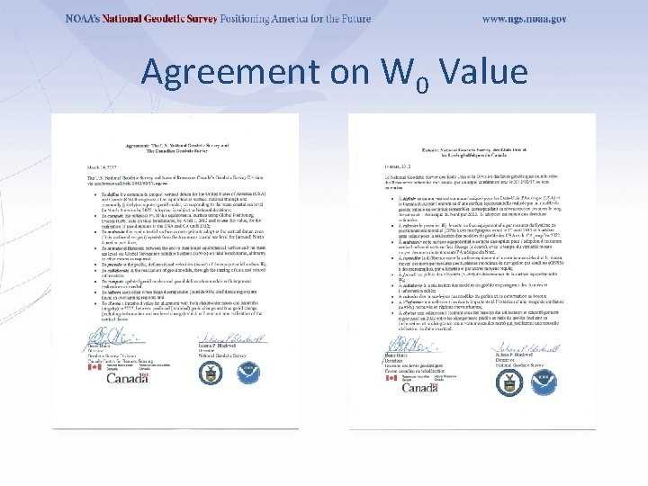 Agreement on W 0 Value Agreement on W 0 Value