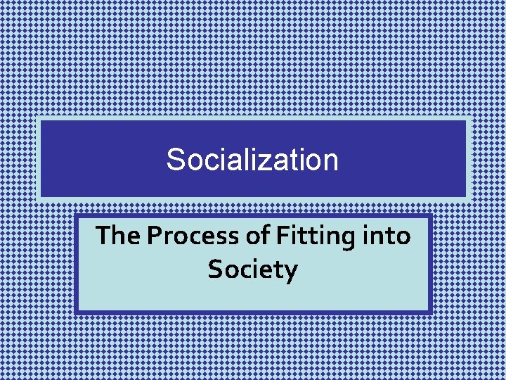 Socialization The Process of Fitting into Society 