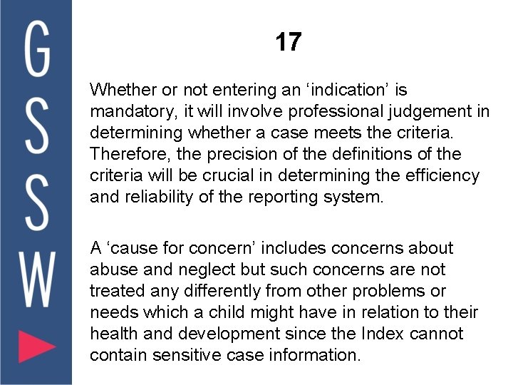 17 Whether or not entering an ‘indication’ is mandatory, it will involve professional judgement