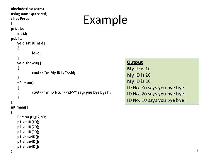 #include<iostream> using namespace std; class Person { private: int id; public: void set. ID(int #include<iostream> using namespace std; class Person { private: int id; public: void set. ID(int