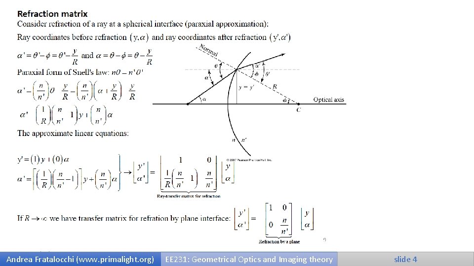 9/25/2020 Andrea Fratalocchi (www. primalight. org) EE 231: Geometrical Optics and Imaging theory slide
