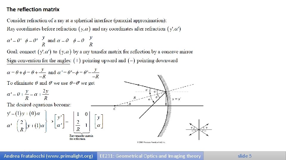 9/25/2020 Andrea Fratalocchi (www. primalight. org) EE 231: Geometrical Optics and Imaging theory slide