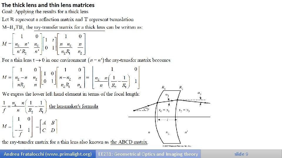 9/25/2020 Andrea Fratalocchi (www. primalight. org) EE 231: Geometrical Optics and Imaging theory slide