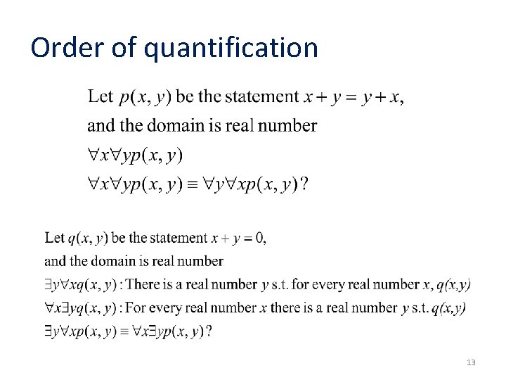 Order of quantification 13 