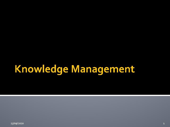 Knowledge Management 25/09/2020 1 