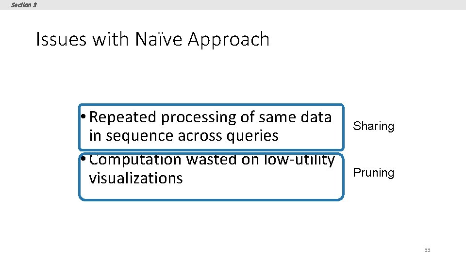 Section 3 Issues with Naïve Approach • Repeated processing of same data in sequence