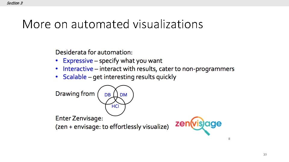 Section 3 More on automated visualizations 39 