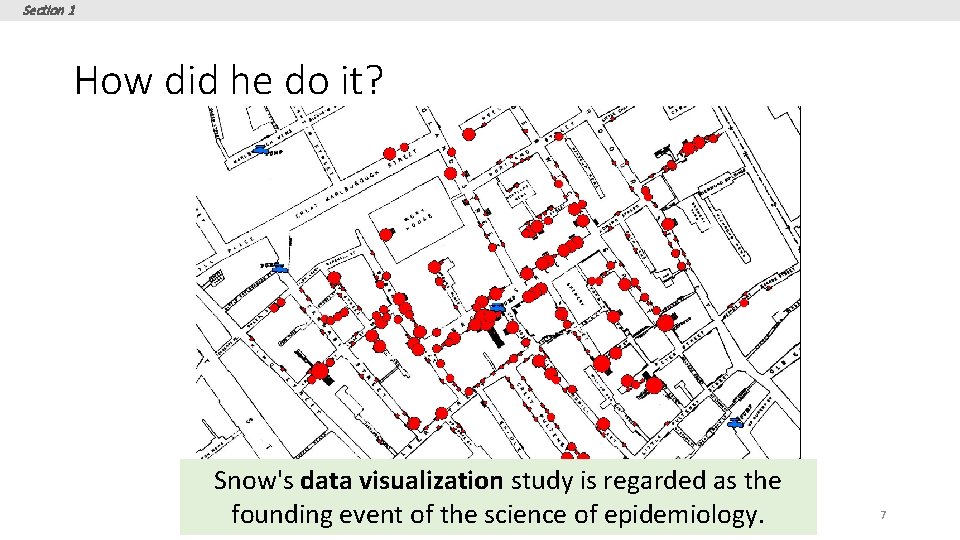 Section 1 How did he do it? Snow's data visualization study is regarded as