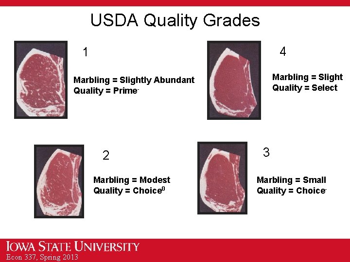 USDA Quality Grades 4 1 Marbling = Slight Quality = Select Marbling = Slightly