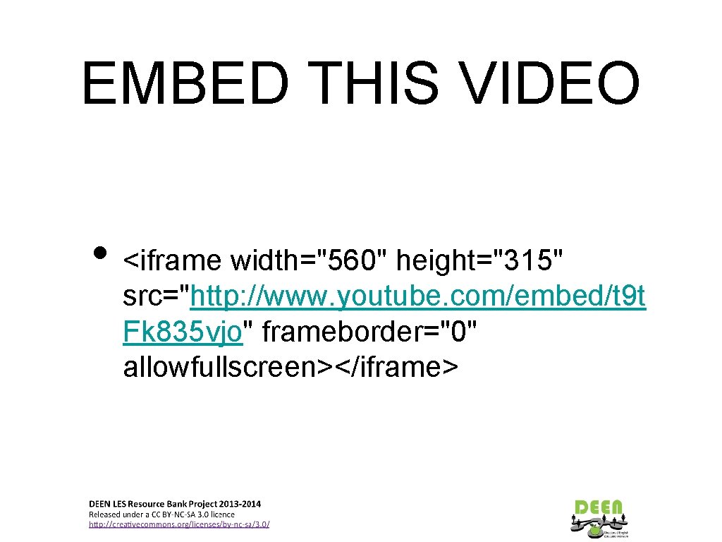 EMBED THIS VIDEO • <iframe width="560" height="315" src="http: //www. youtube. com/embed/t 9 t Fk