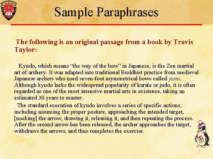 Sample Paraphrases The following is an original passage from a book by Travis Taylor: Sample Paraphrases The following is an original passage from a book by Travis Taylor: