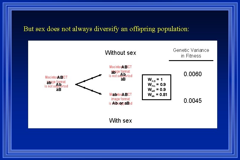 But sex does not always diversify an offspring population: Genetic Variance in Fitness Without