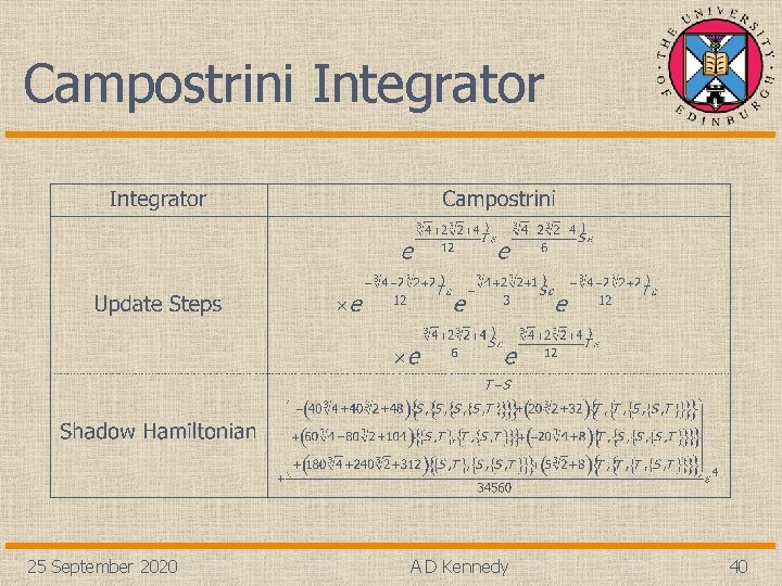 Campostrini Integrator 25 September 2020 A D Kennedy 40 